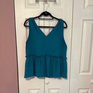 LOFT Blue Peplum Sleeveless Tank Top